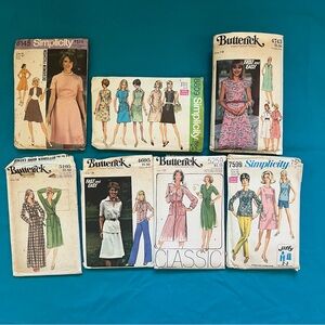 Lot of 7 Vintage 70s Sewing Patterns Bust 40 46